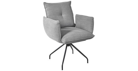 ARMLEHNSTUHL in Stahl Struktur - Platinfarben/Schwarz, Design, Textil/Metall (65/90/70cm) - Dieter Knoll