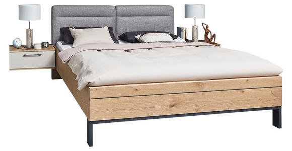 BETTANLAGE 180/200 cm  in Anthrazit, Grau, Taupe, Eichefarben  - Taupe/Eichefarben, KONVENTIONELL, Holzwerkstoff/Textil (180/200cm) - Dieter Knoll