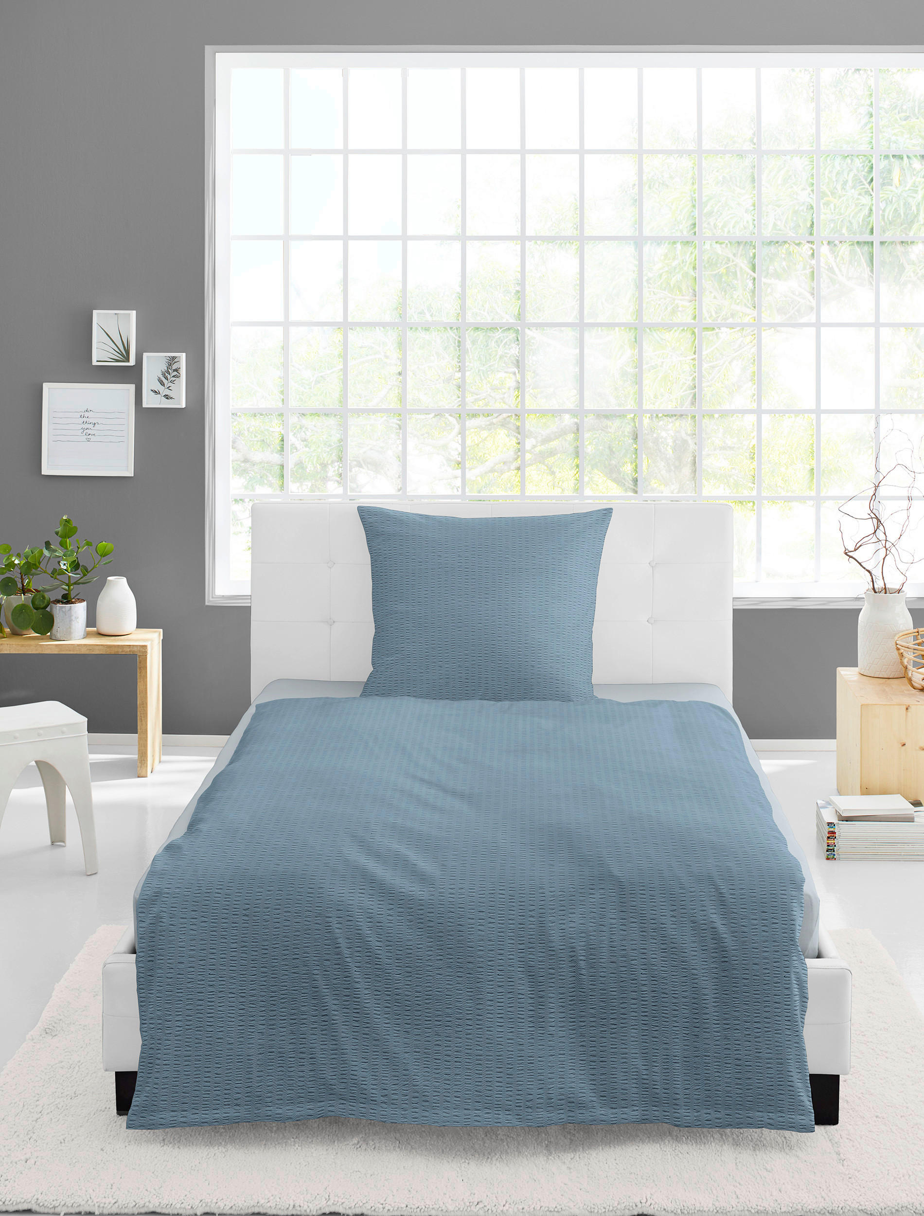 BETTWÄSCHE Seersucker 155/220 cm  - Blau, Basics, Textil (155/220cm) - Bierbaum