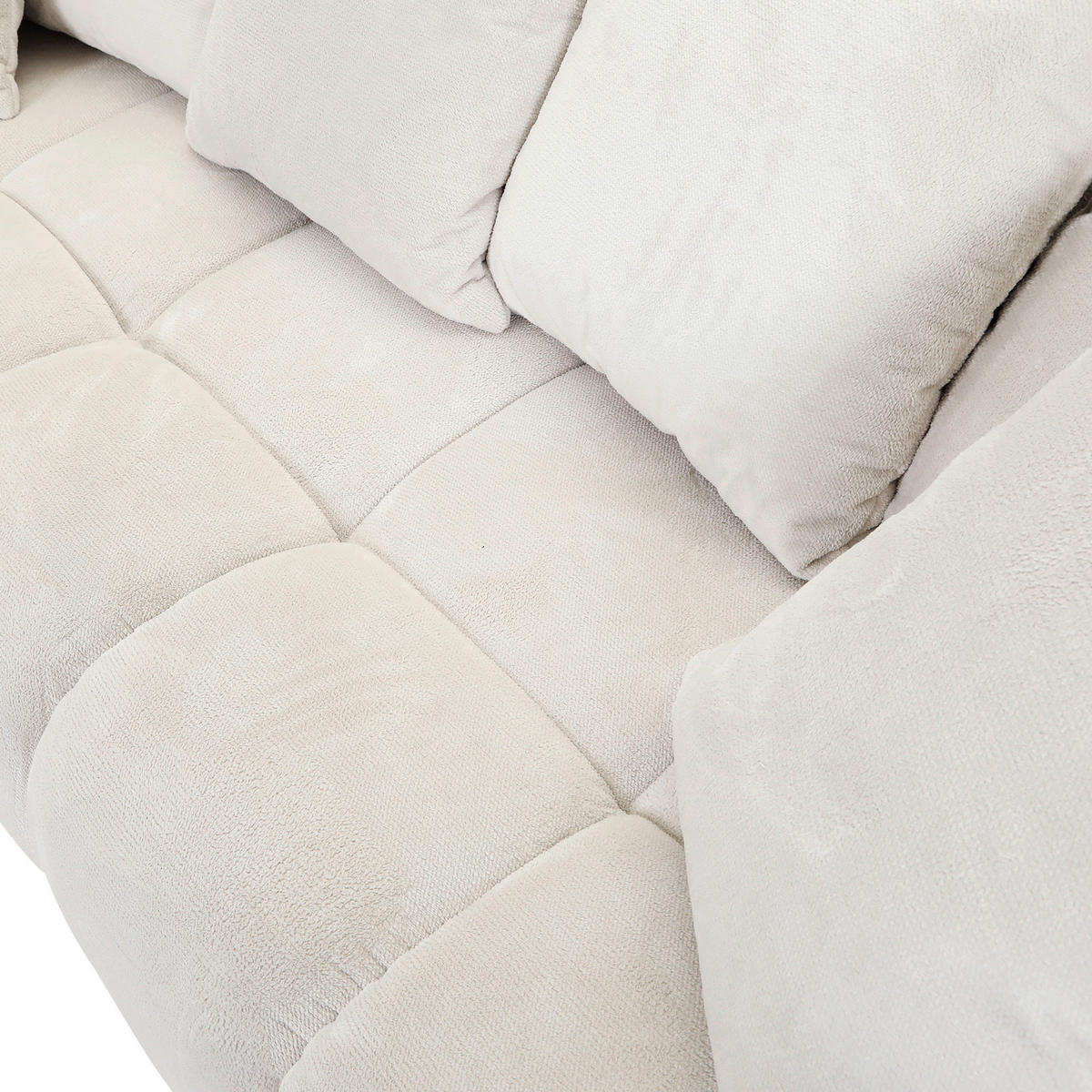 ECKSOFA Weiß Plüsch  - Dunkelbraun/Weiß, KONVENTIONELL, Holz/Textil (190/288cm) - Carryhome