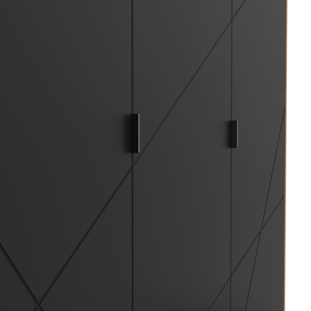 Thumbnail - Mid.you Drehtürenschrank, Schwarz, Eiche, Holzwerkstoff, 4 Fächer, 2 Schubladen, 180x200.5x56.5 cm, FSC Mix, Schlafzimme...
