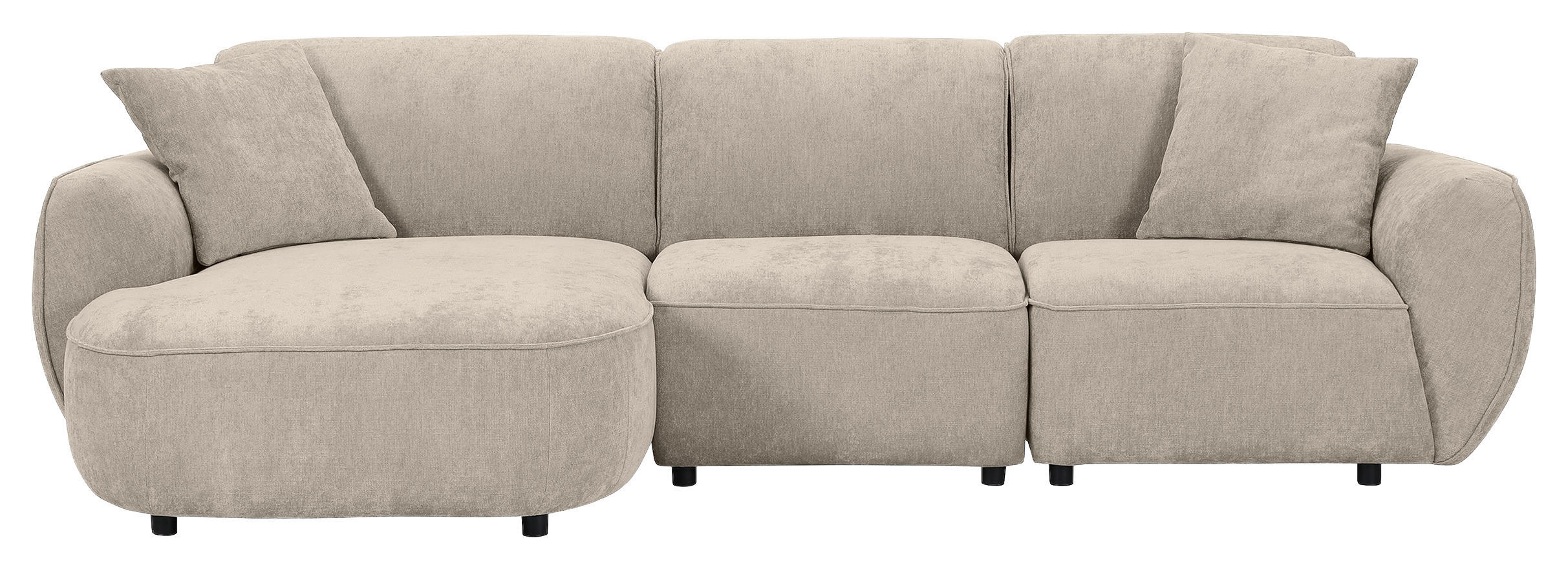 ECKSOFA Beige Flachgewebe Zierkissen, Rücken echt  - Beige/Schwarz, KONVENTIONELL, Kunststoff/Textil (155/285cm) - Milino