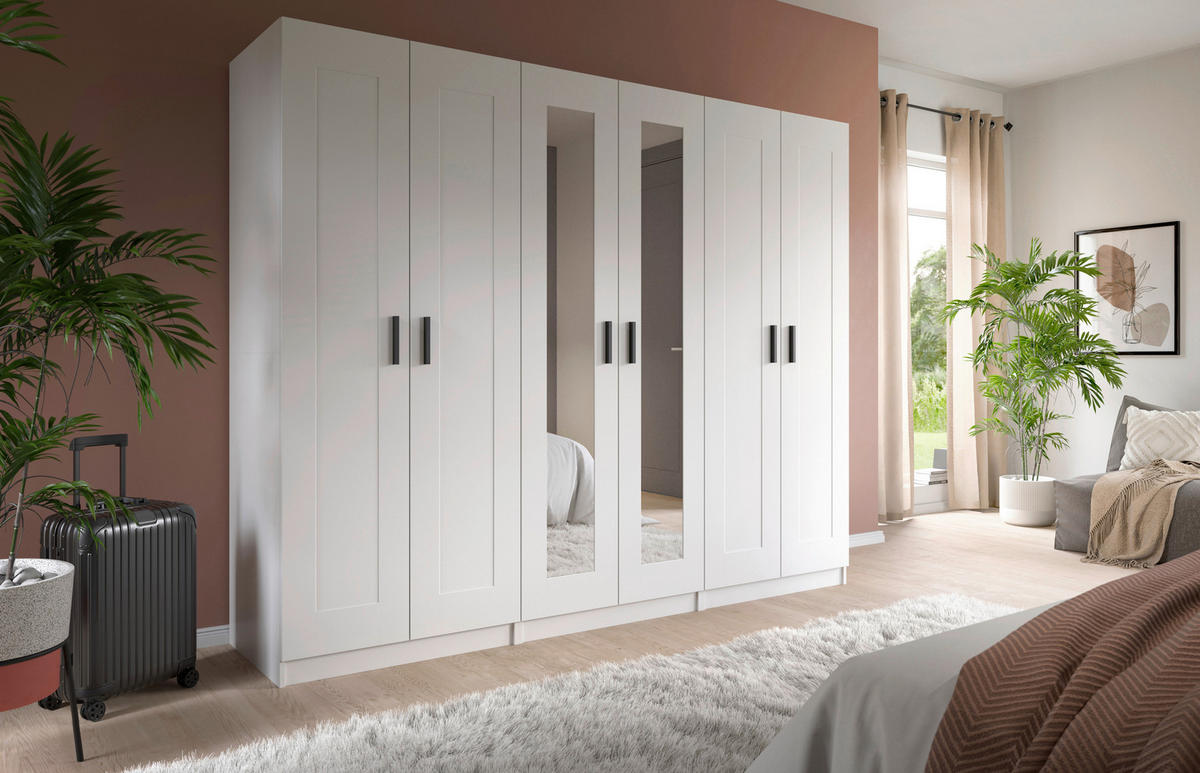 DREHTÜRENSCHRANK 240/194/56 cm,  in Weiß, 6 Tür(en)-türig  - Schwarz/Weiß, ROMANTIK / LANDHAUS, Holzwerkstoff/Kunststoff (240/194/56cm) - Livetastic