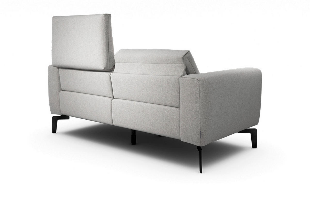 2-SITZER-SOFA Chenille Hellgrau  - Hellgrau/Schwarz, Design, Textil/Metall (180/86/86-94cm) - SENSOO