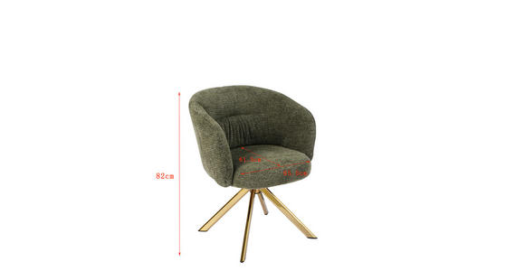 ARMLEHNSTUHL  Sitzfläche 360° drehbar Mikrofaser  Grün, Goldfarben  - Goldfarben/Grün, Design, Textil/Metall (65.5/82/61.5cm) - Hom`in