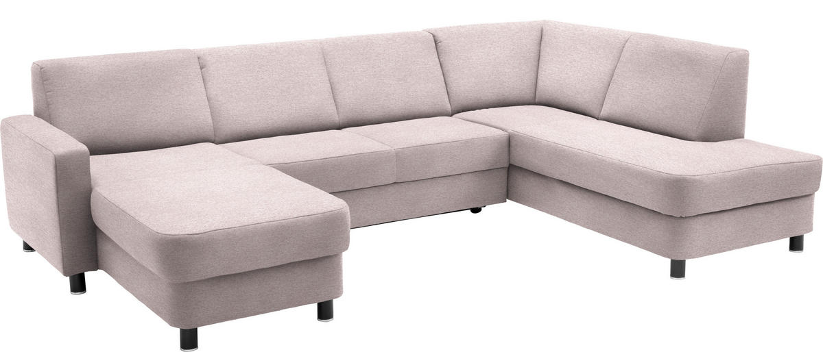 WOHNLANDSCHAFT in Webstoff Hellrosa  - Hellrosa/Schwarz, Design, Holz/Textil (165/296/198cm) - Xora