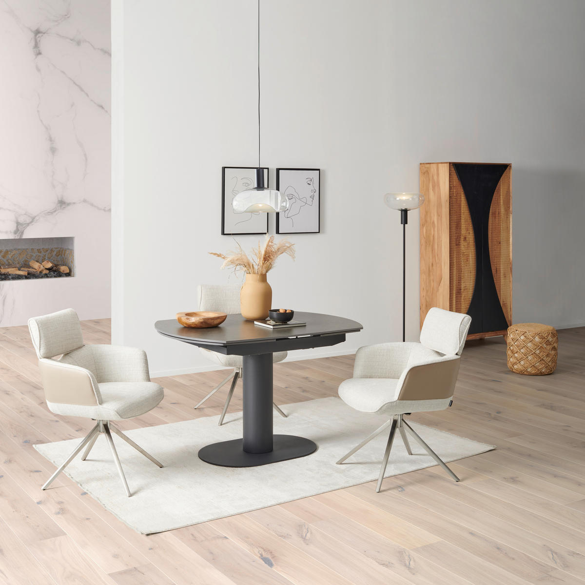 ARMLEHNSTUHL  in Edelstahl Webstoff, Mikrofaser  - Taupe/Edelstahlfarben, KONVENTIONELL, Textil/Metall (59,5/90,5/64,5cm) - Livetastic