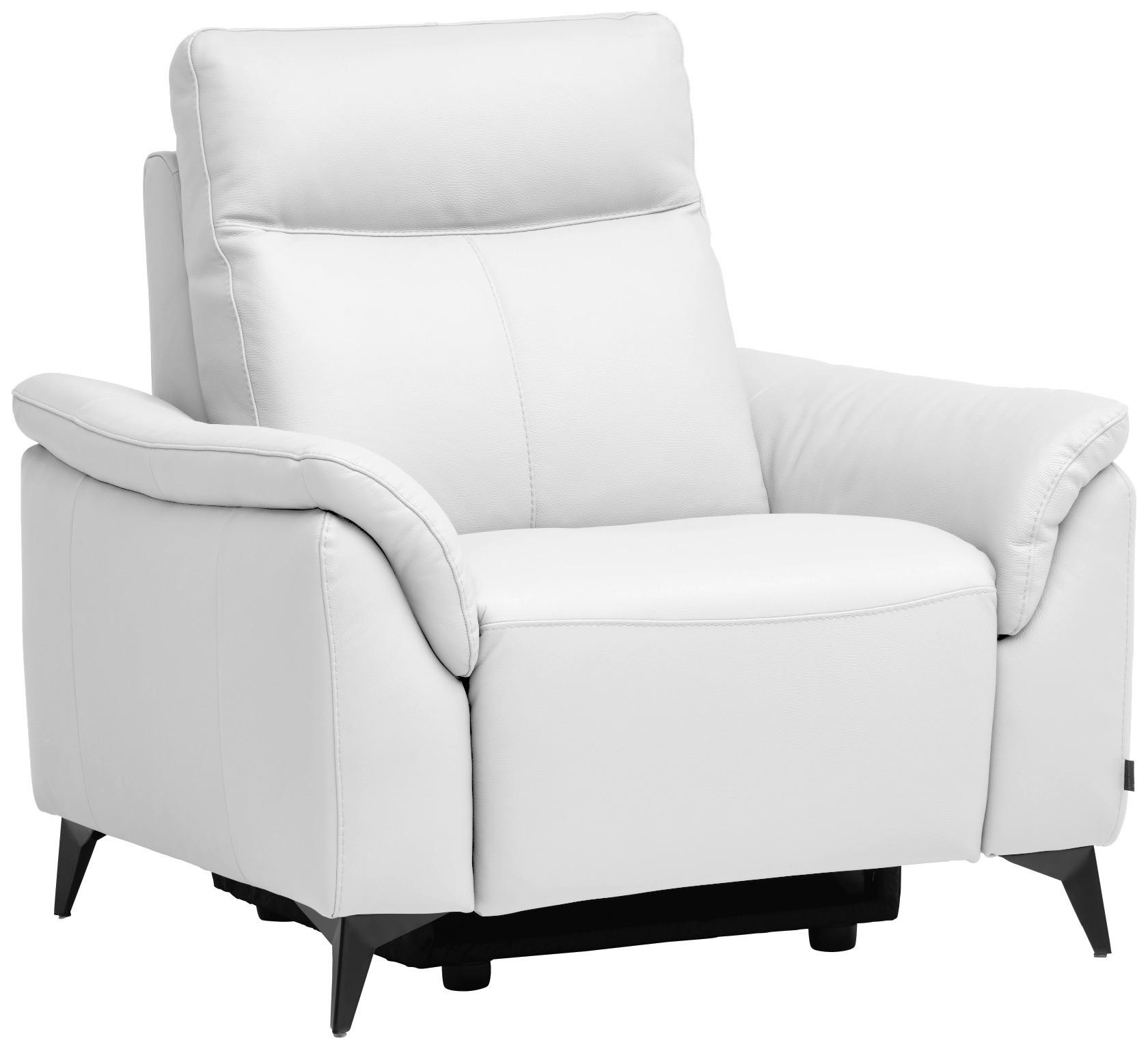 SESSEL Echtleder Weiß    - Schwarz/Weiß, Design, Leder/Metall (107/105/98cm) - Belluti