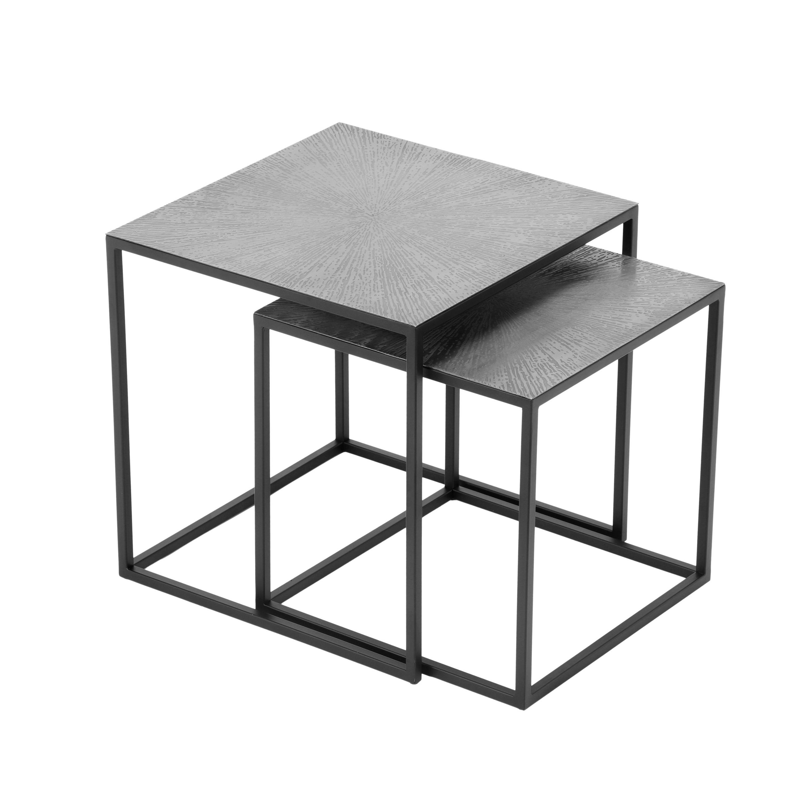 BEISTELLTISCHSET quadratisch Schwarz, Silberfarben  - Silberfarben/Schwarz, MODERN, Metall (35-40/35-40/35-40cm)