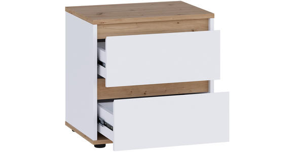 NACHTKÄSTCHEN 50/50/38 cm  in Weiß, Eiche Artisan  - Schwarz/Weiß, MODERN, Holzwerkstoff/Kunststoff (50/50/38cm) - Carryhome