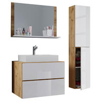 BADEZIMMER 4-teilig  in 114 cm  - Honigeiche/Weiss, Modern, Keramik/Holzwerkstoff (114cm) - MID.YOU