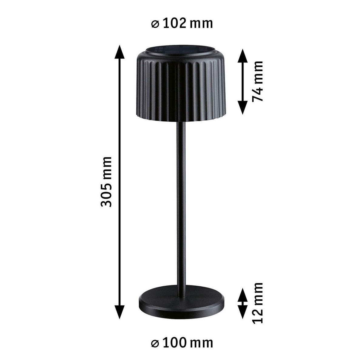 SOLARLEUCHTE Else 10,2/30,5 cm   - Schwarz, Basics, Metall (10,2/30,5cm) - Paulmann