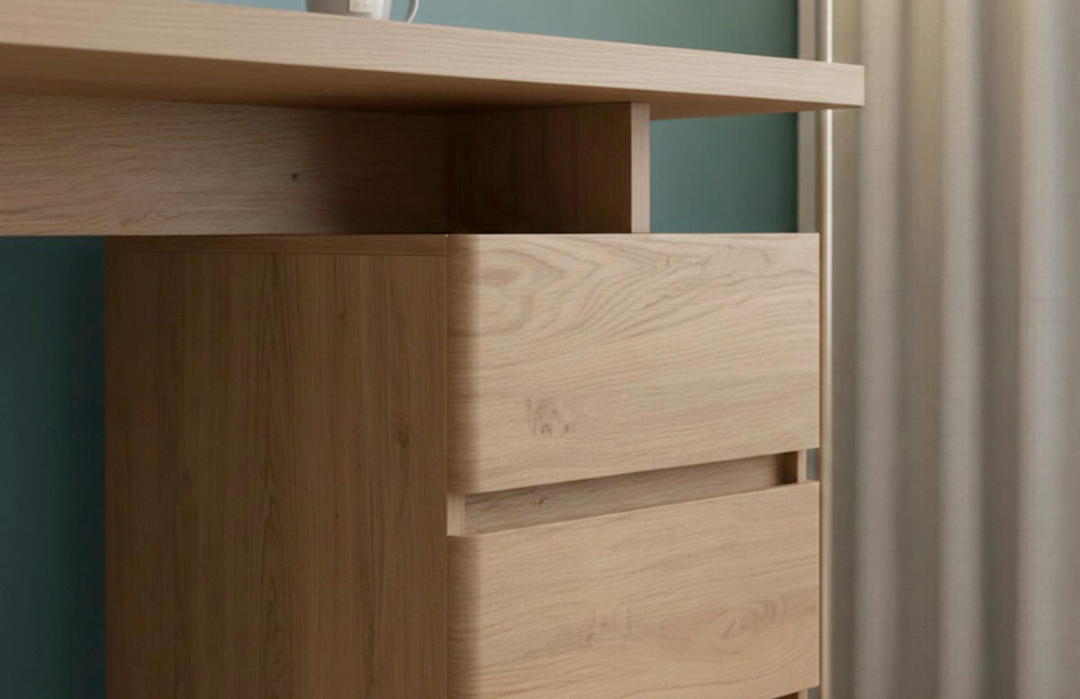 SCHREIBTISCH 150/55/75,5 cm Eichefarben Stauraum, seitenverkehrt montierbar, in verschiedenen Holz-Dekoren erhältlich  - Eichefarben, KONVENTIONELL, Holzwerkstoff (150/55/75,5cm) - MID.YOU