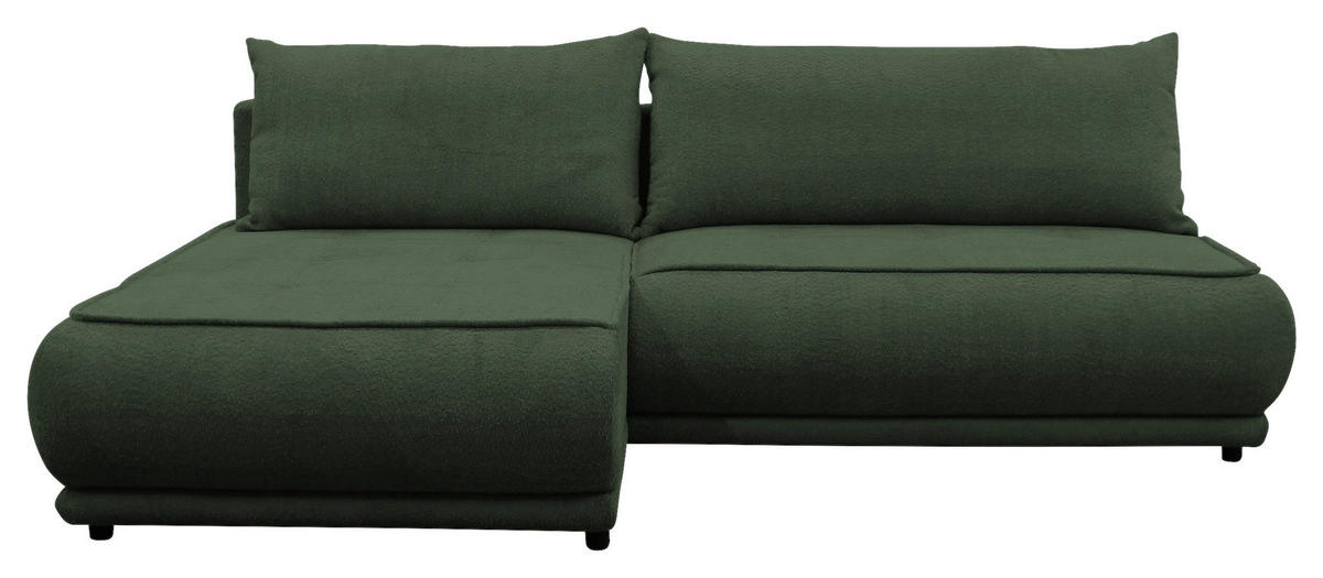 ECKSOFA PAROS Dunkelgrün Bouclé  - Dunkelgrün/Schwarz, Design, Kunststoff/Textil (179/277cm) - MID.YOU