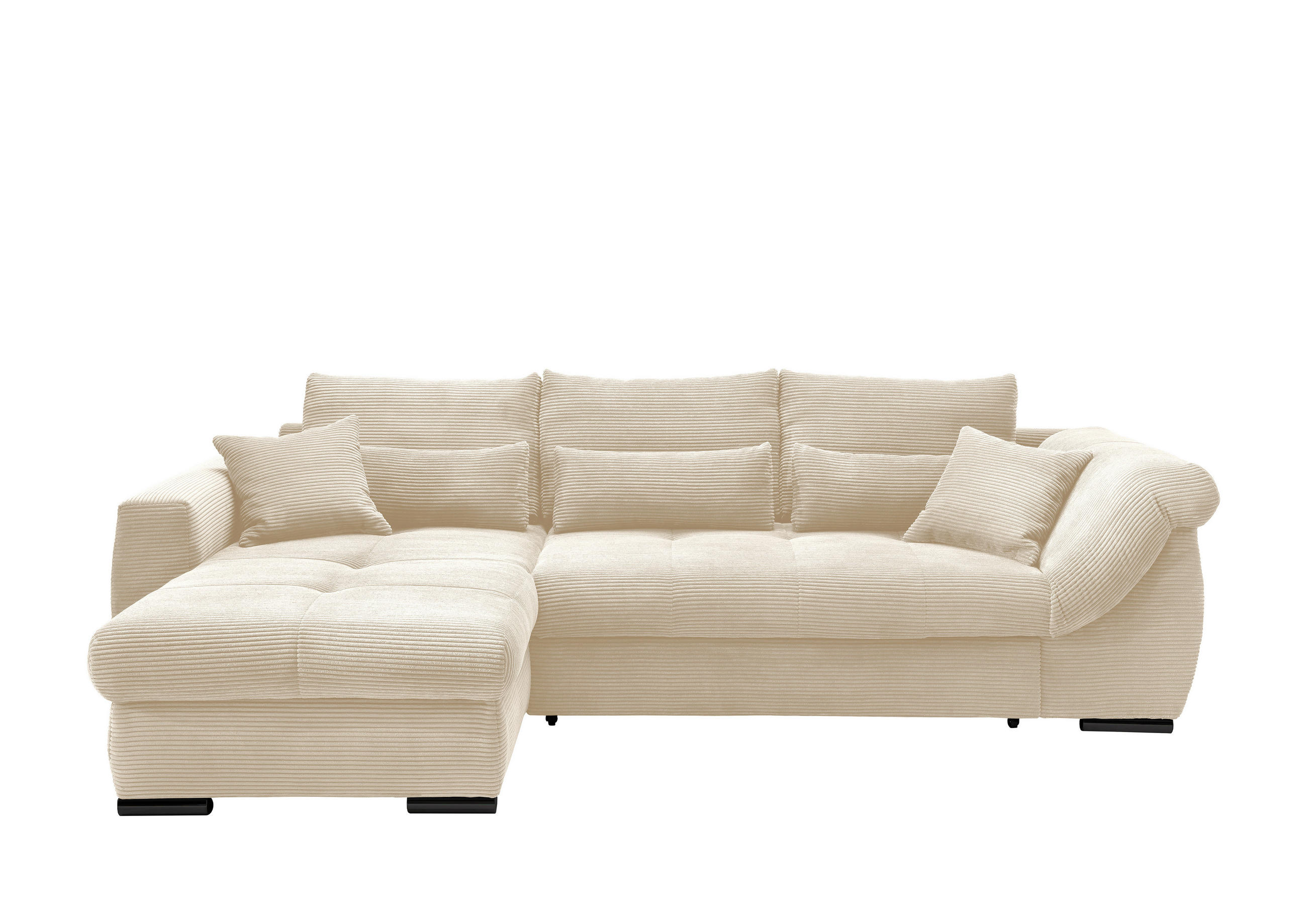 ECKSOFA Beige Cord Zierkissen, Rückenkissen, Nierenkissen, Bettkasten  - Beige/Schwarz, MODERN, Textil/Metall (188/302cm) - MID.YOU