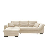 ECKSOFA 188/302 cm  in Cord Beige Zierkissen, Rückenkissen, Nierenkissen, Bettkasten  188/302 cm  - Beige/Schwarz, MODERN, Textil/Metall (188/302cm) - MID.YOU