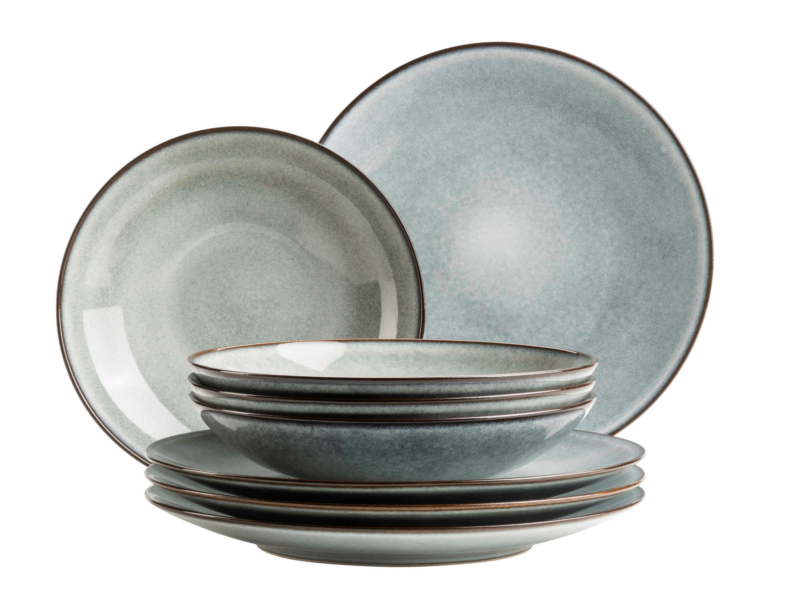 TAFELSERVICE SMOKY'S 8-teilig  - Grün, Basics, Keramik - Mäser