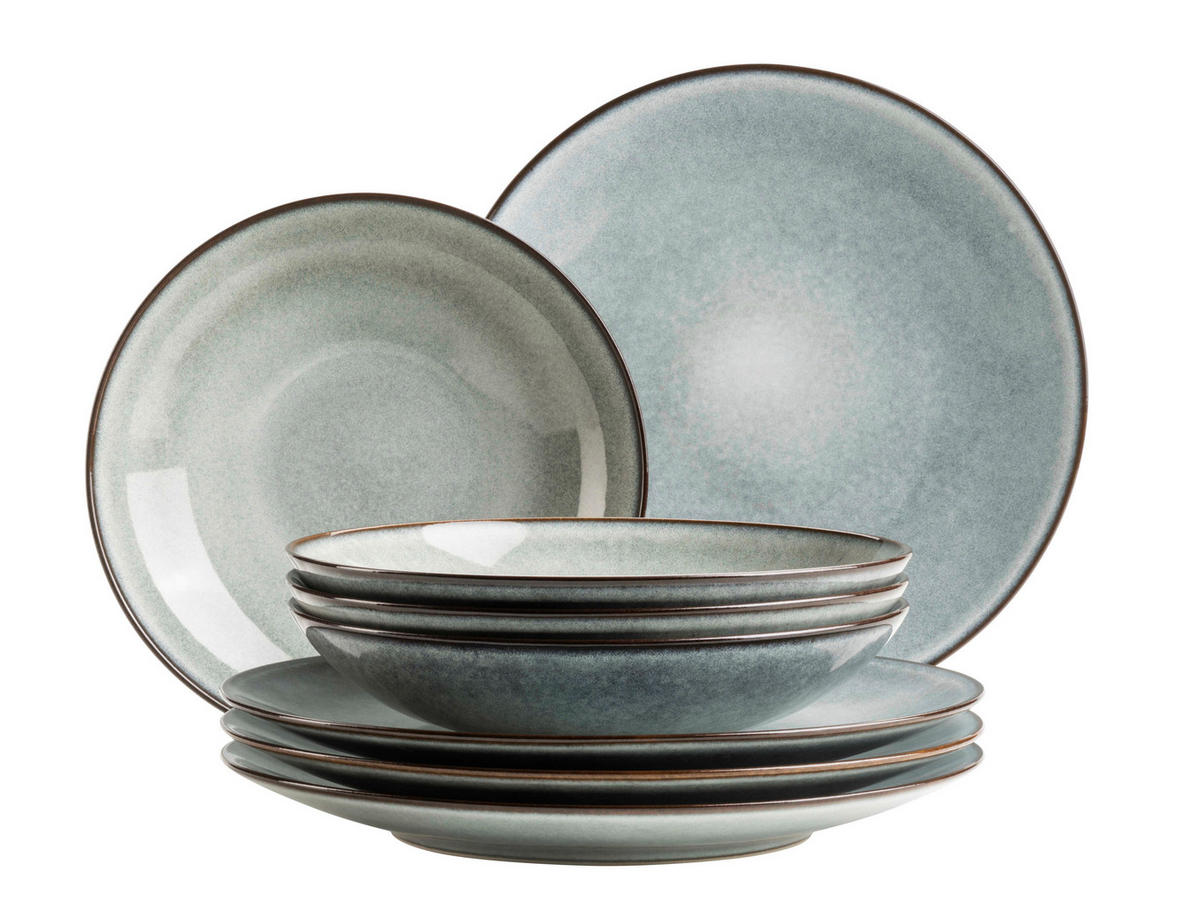 TAFELSERVICE SMOKY'S 8-teilig  - Grün, Basics, Keramik - Mäser