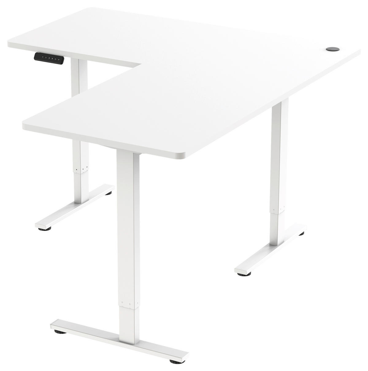 ECKSCHREIBTISCH  Weiß höhenverstellbar  - Weiß, MODERN, Holzwerkstoff/Metall (160/74,5/119/140cm) - MID.YOU