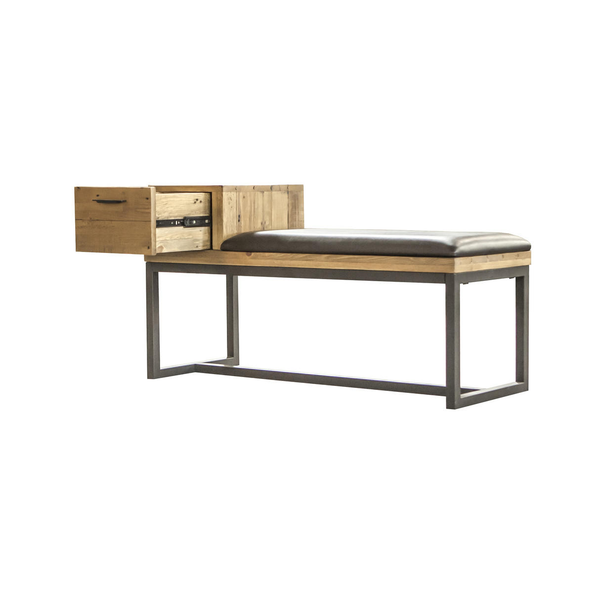 HALLBÄNK 110/59,5/41,5 cm  - svart/pinjefärg, Trend, metall/trä (110/59,5/41,5cm) - Ambia Home