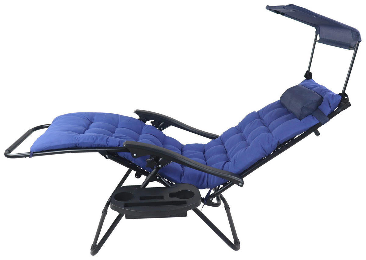 GARTENLIEGE 51/133/91 cm  - Blau, MODERN, Textil/Metall (51/133/91cm) - Gardenson