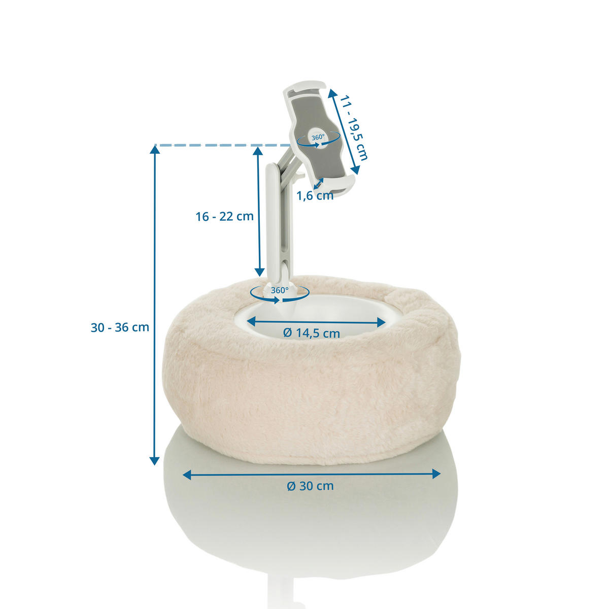 TABLETHALTERUNG Kunststoff, Textil Weiß, Beige  - Beige/Weiß, Basics, Kunststoff/Textil (30/30-36/30cm) - MID.YOU