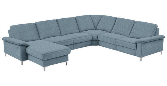 WOHNLANDSCHAFT in Chenille Blau - Blau/Alufarben, Design, Textil/Metall (170/333/265cm) - Dieter Knoll