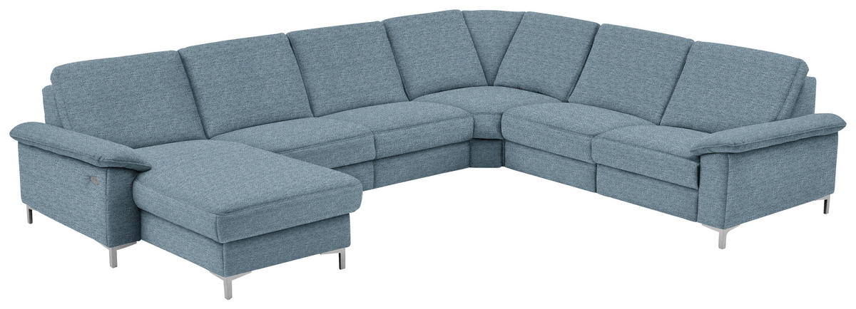 WOHNLANDSCHAFT in Chenille Blau  - Blau/Alufarben, Design, Textil/Metall (170/333/265cm) - Dieter Knoll