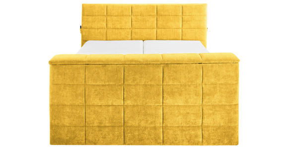 BOXSPRINGBETT 180/200 cm,  in Gelb, Matratze, Topper, motorische Verstellbarkeit, Fernbedienung, unterschiedliche Matratzenhärtegrade je Bettseite, Wendematratze mit unterschiedlichen Härtegraden, H2 + H3 = mittel + fest  - Gelb, KONVENTIONELL, Textil (18