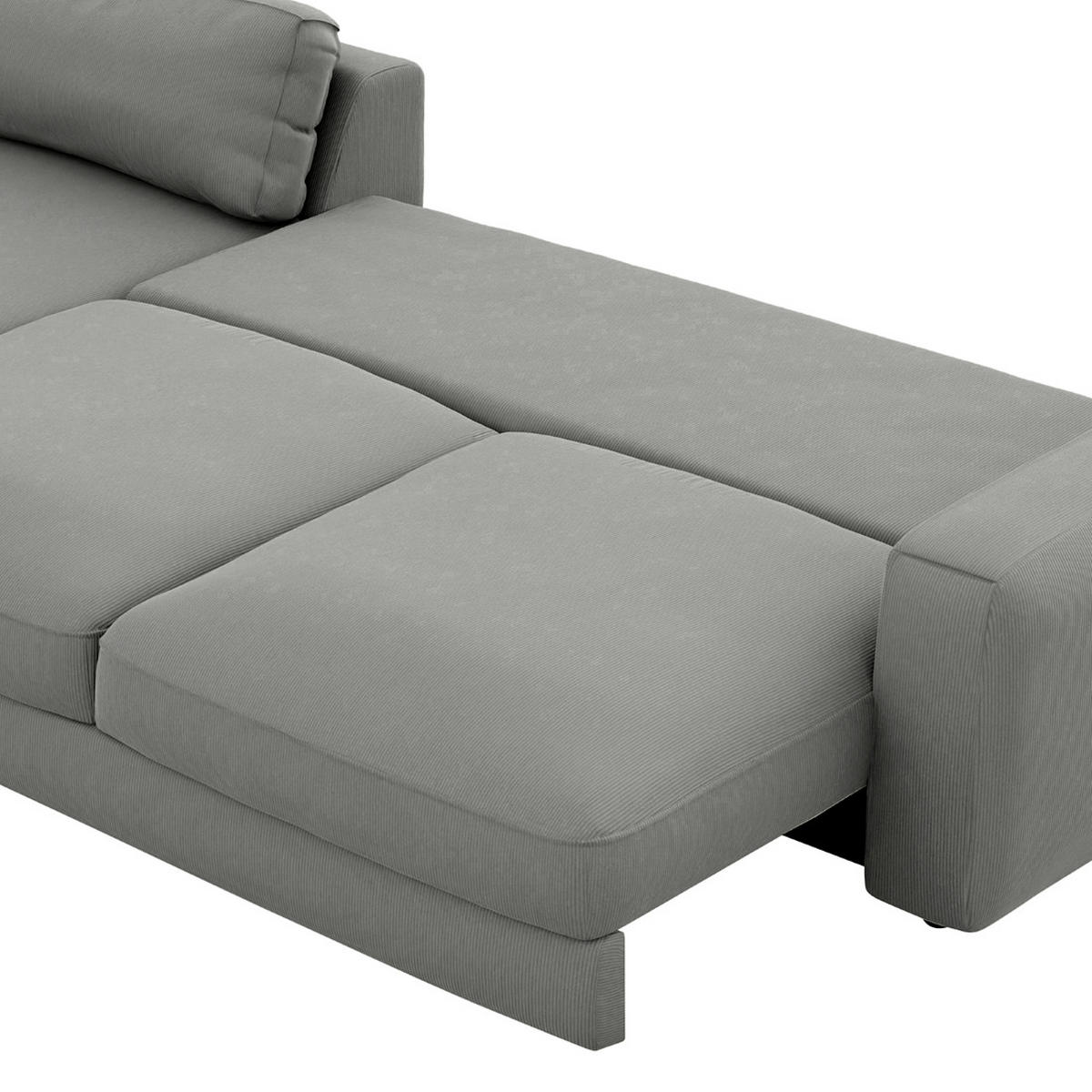ECKSOFA in Cord Dunkelgrau  - Dunkelgrau/Schwarz, Modern, Textil (176/84/303cm) - Trendmanufaktur