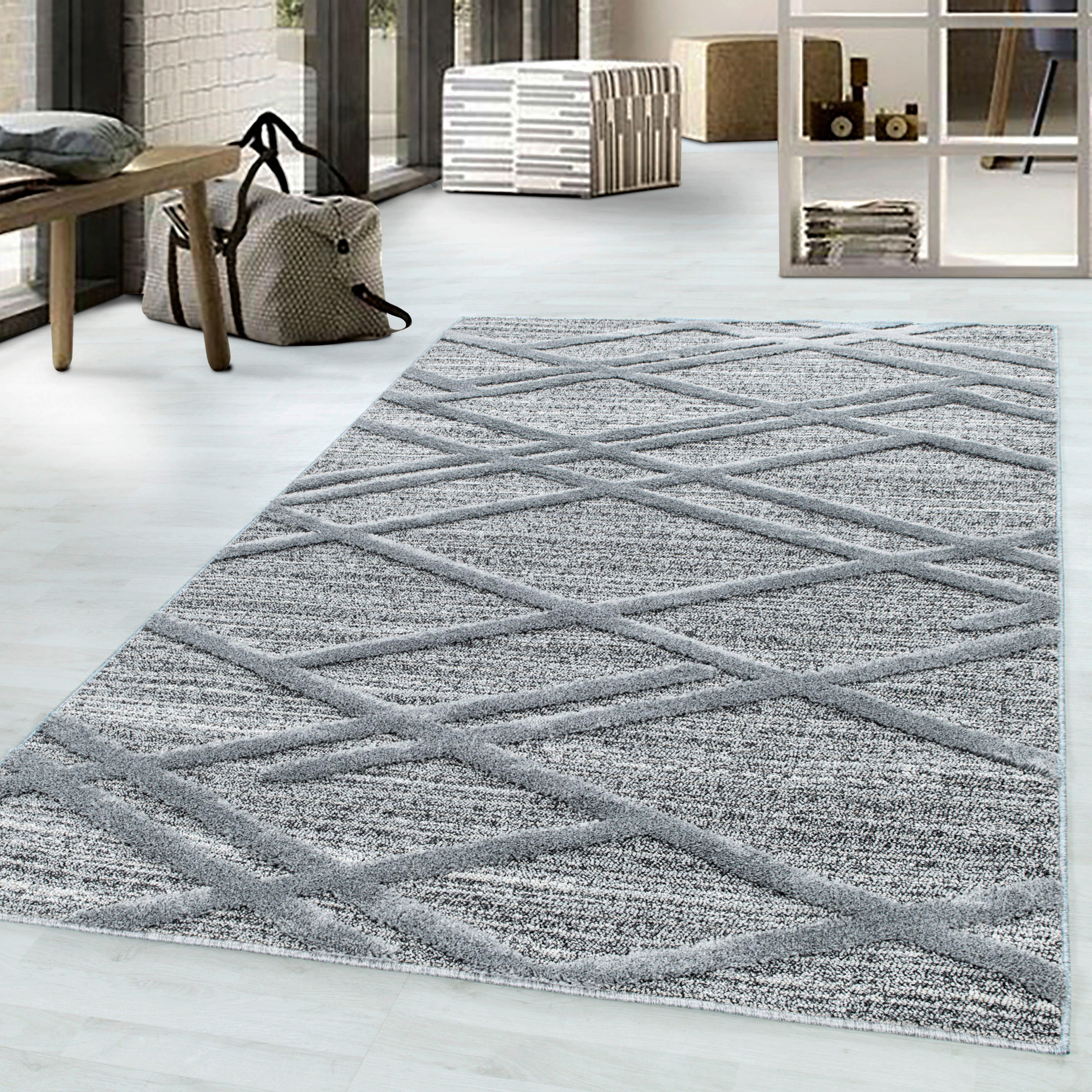 VÄVD MATTA 240/340 cm Pisa  4706 grau  - grå, Klassisk, textil (240/340cm)