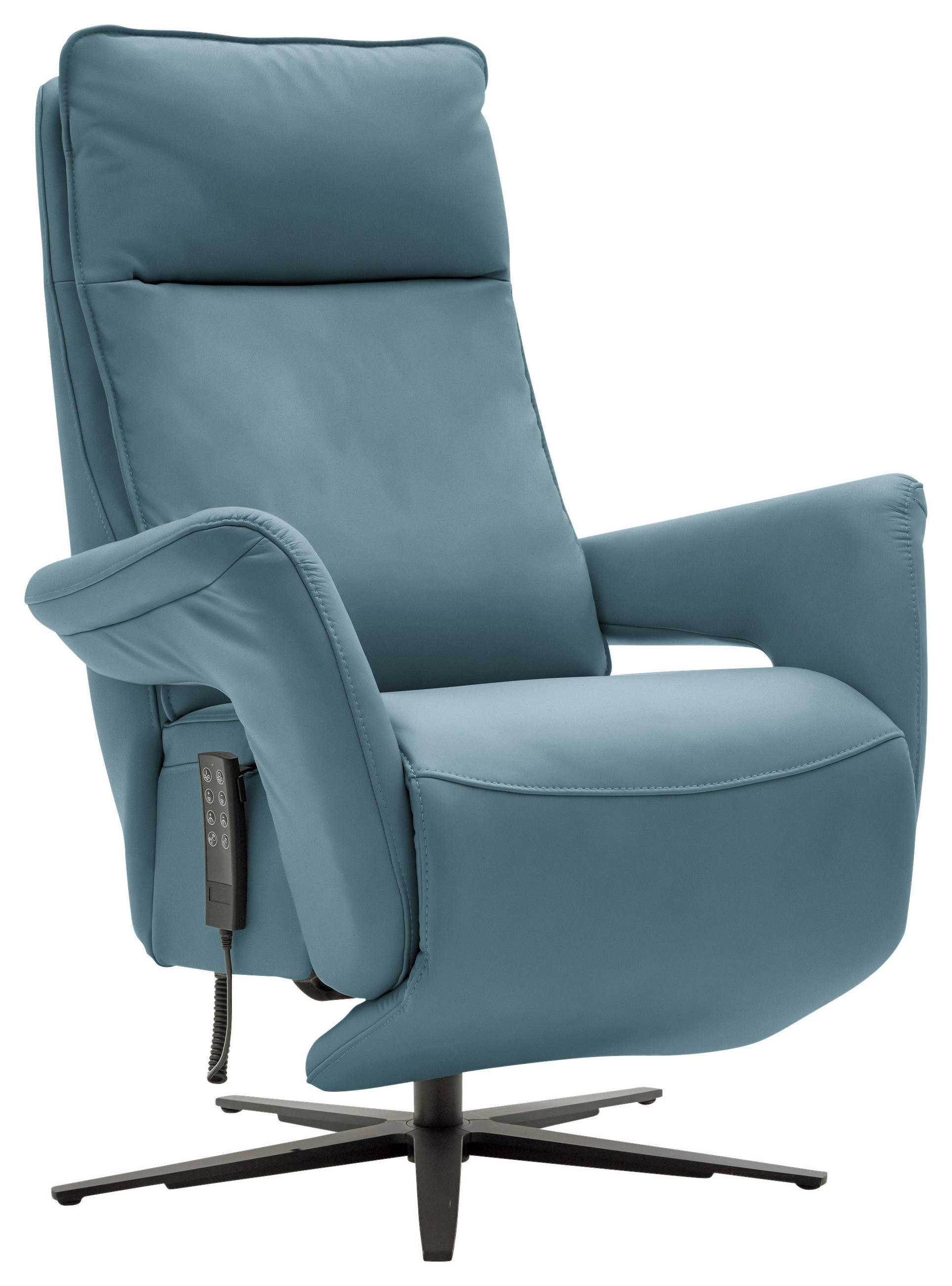 RELAXSESSEL in Leder Blau  - Blau/Schwarz, Design, Leder/Metall (83/116/87cm) - Valdera