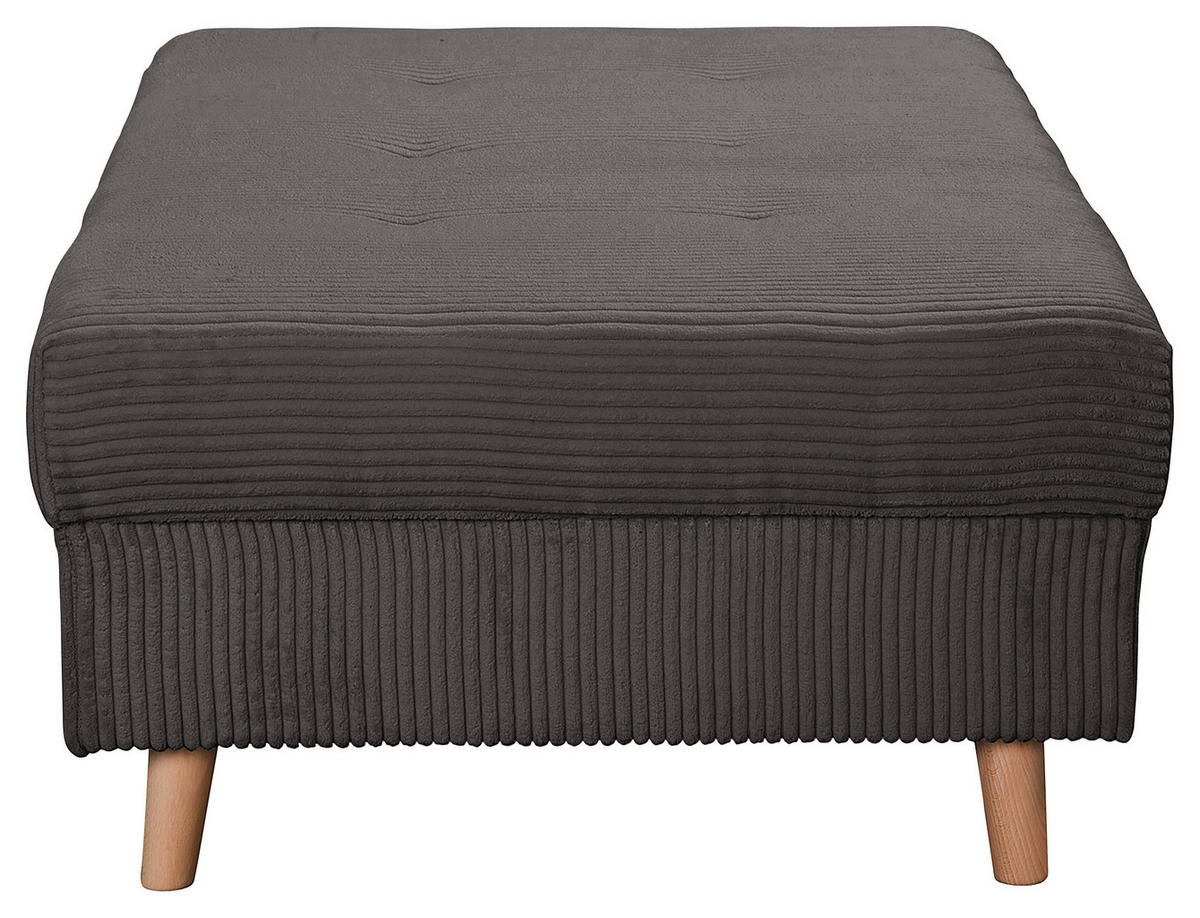 ECKSOFA inkl. Hocker Ariella Dunkelgrau Cord  - Dunkelgrau/Naturfarben, Design, Holz/Textil (161/231cm) - Livetastic