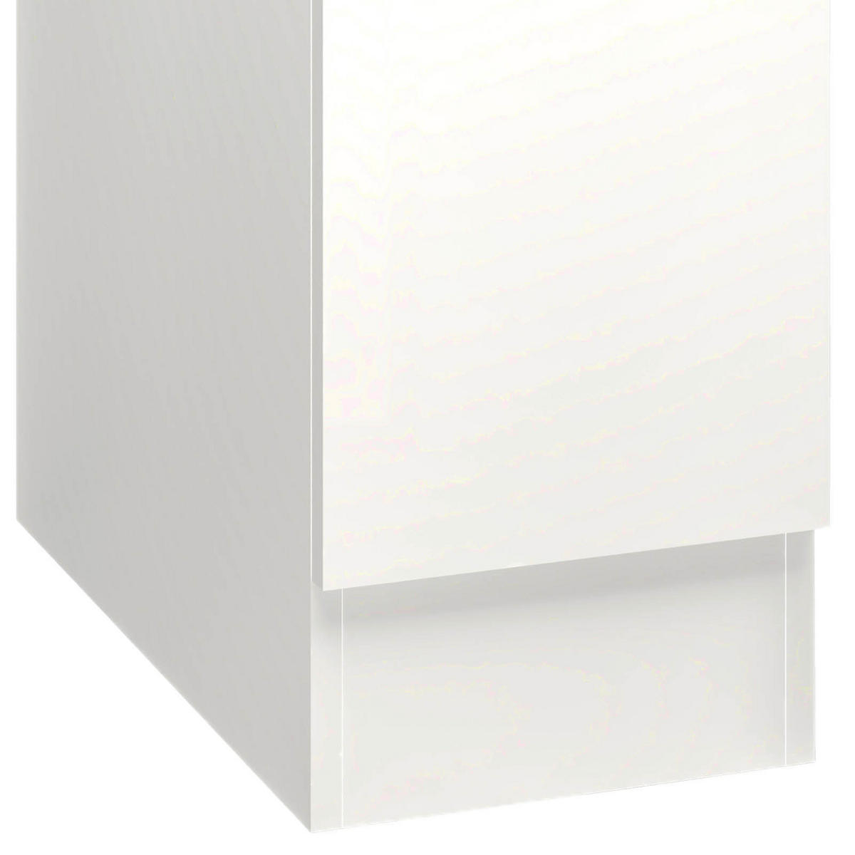 KÜCHENUNTERSCHRANK 30/86/60 cm  in Weiß, Weiß Hochglanz  - Schieferfarben/Edelstahlfarben, MODERN, Holzwerkstoff/Metall (30/86/60cm) - FlexWell