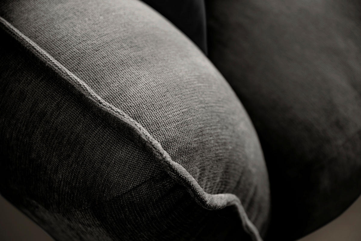 ECKSOFA in Chenille Anthrazit  - Anthrazit/Schwarz, Modern, Kunststoff/Textil (269/184cm) - Trendmanufaktur