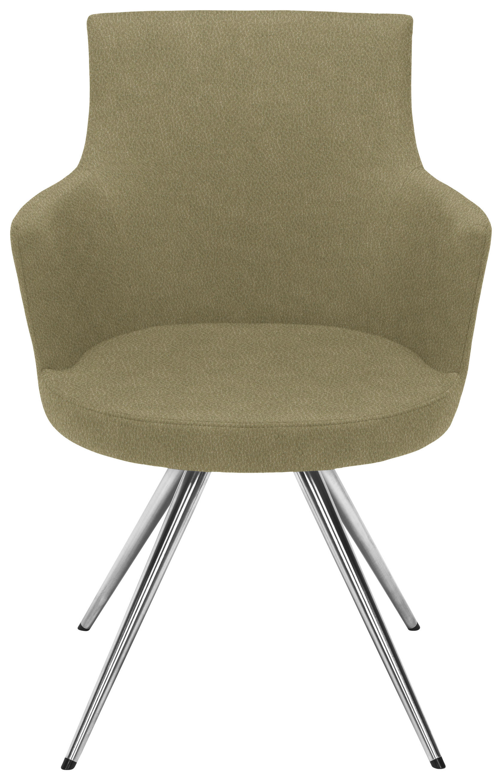 ARMLEHNSTUHL  in Stahl Lederlook, Mikrofaser  - Edelstahlfarben/Olivgrün, Design, Textil/Metall (60/87/62cm) - Venjakob