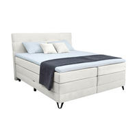 BOXSPRINGBETT 160/200 cm,  in Naturfarben, Bettkasten, Topper, Matratzen, H3 = fest  - Schwarz/Naturfarben, KONVENTIONELL, Textil/Metall (160/200cm) - Boxxx