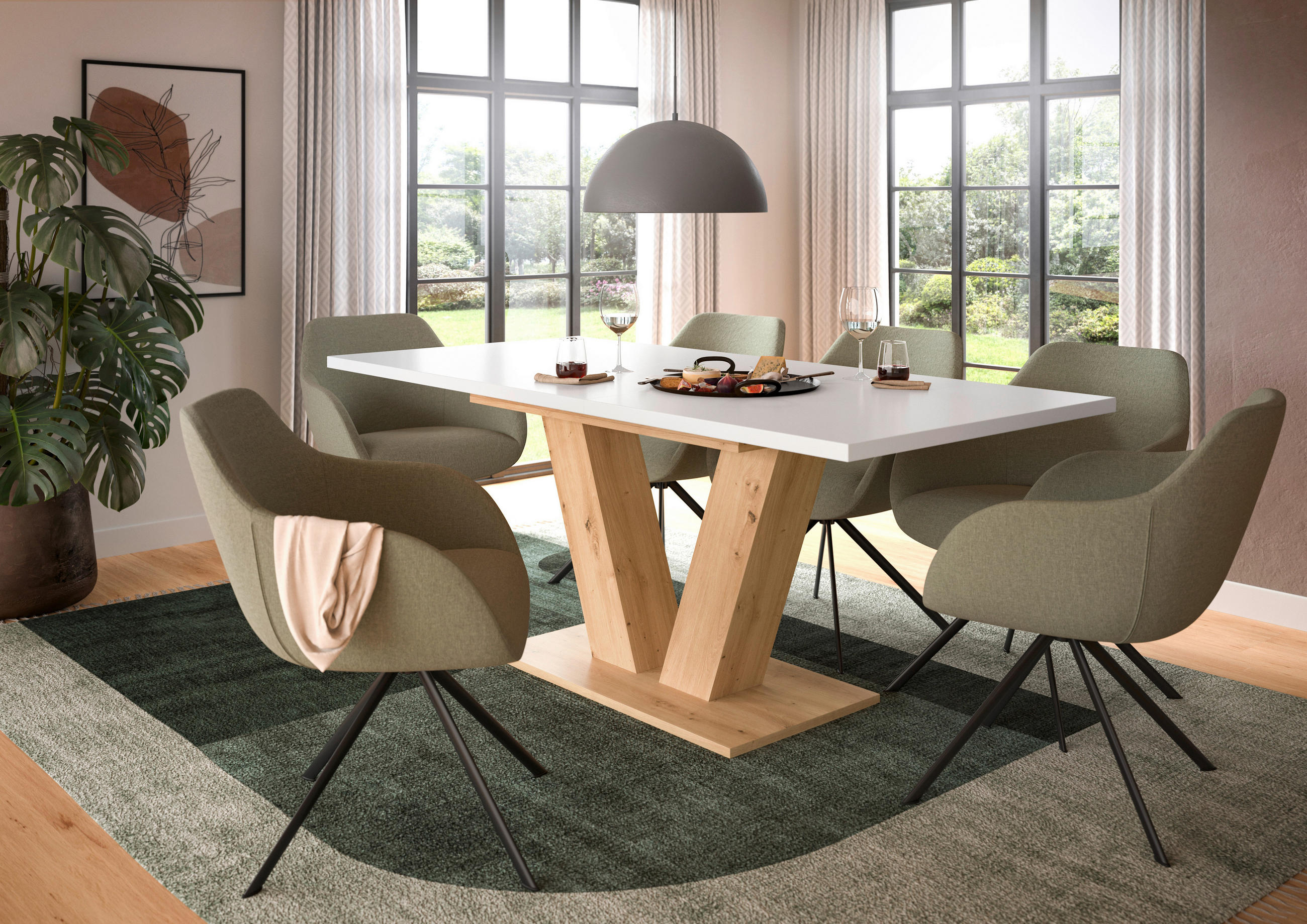 AUSZIEHTISCH Weiß rechteckig  ausziehbar  - Weiß/Eiche Artisan, Trend, Holzwerkstoff (150-190/76/90cm)