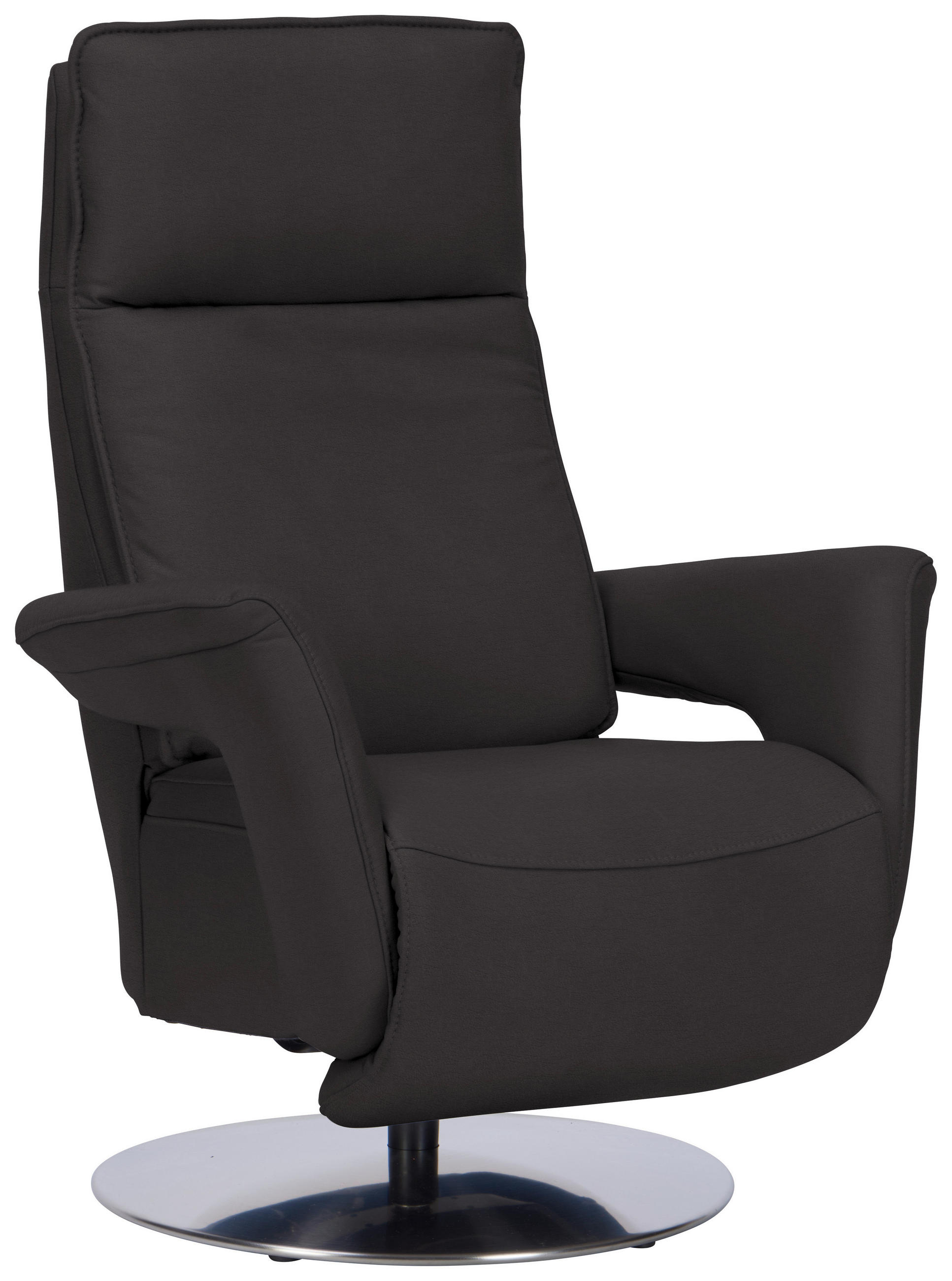 RELAXSESSEL in Leder Dunkelbraun  - Edelstahlfarben/Dunkelbraun, Design, Leder/Metall (83/112/87-174cm) - Valdera