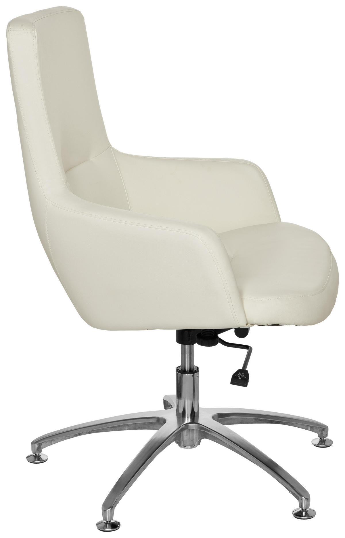 KONFERENČNI STOL kovina, tekstil krem barve  - barve kroma/krem barve, Moderno, kovina/tekstil (60/108/48cm) - MID.YOU