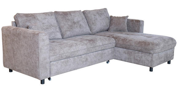 ECKSOFA Braun Flachgewebe - Schwarz/Braun, KONVENTIONELL, Textil/Metall (252/162cm) - Carryhome