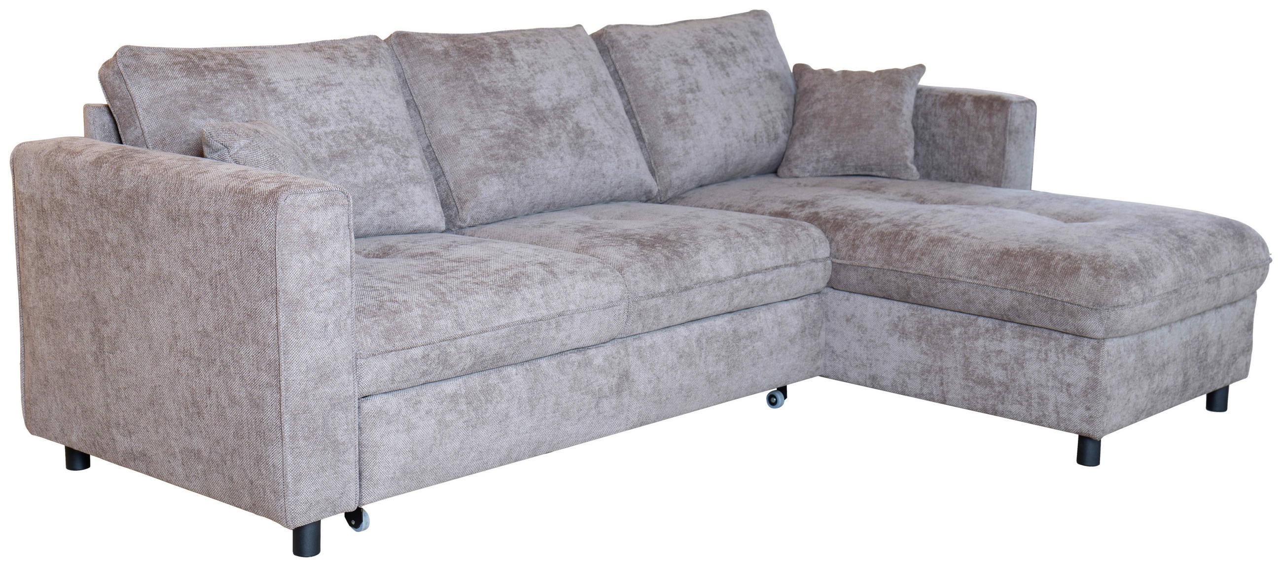 ECKSOFA Braun Flachgewebe  - Schwarz/Braun, KONVENTIONELL, Textil/Metall (252/162cm) - Carryhome