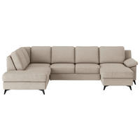 WOHNLANDSCHAFT Beige Flachgewebe  - Beige/Schwarz, KONVENTIONELL, Textil/Metall (204/309/156cm) - Cotta