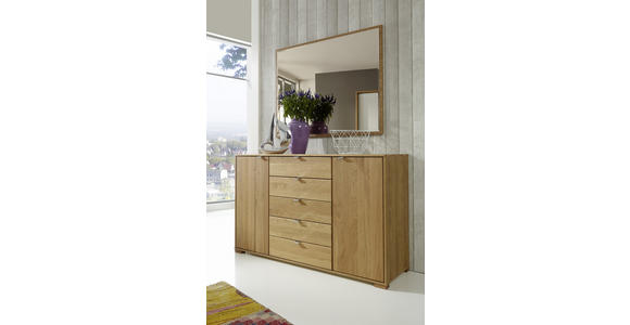 KOMMODE 141/86/43 cm Eiche teilmassiv  - Chromfarben, Design, Holz/Metall (141/86/43cm) - Dieter Knoll