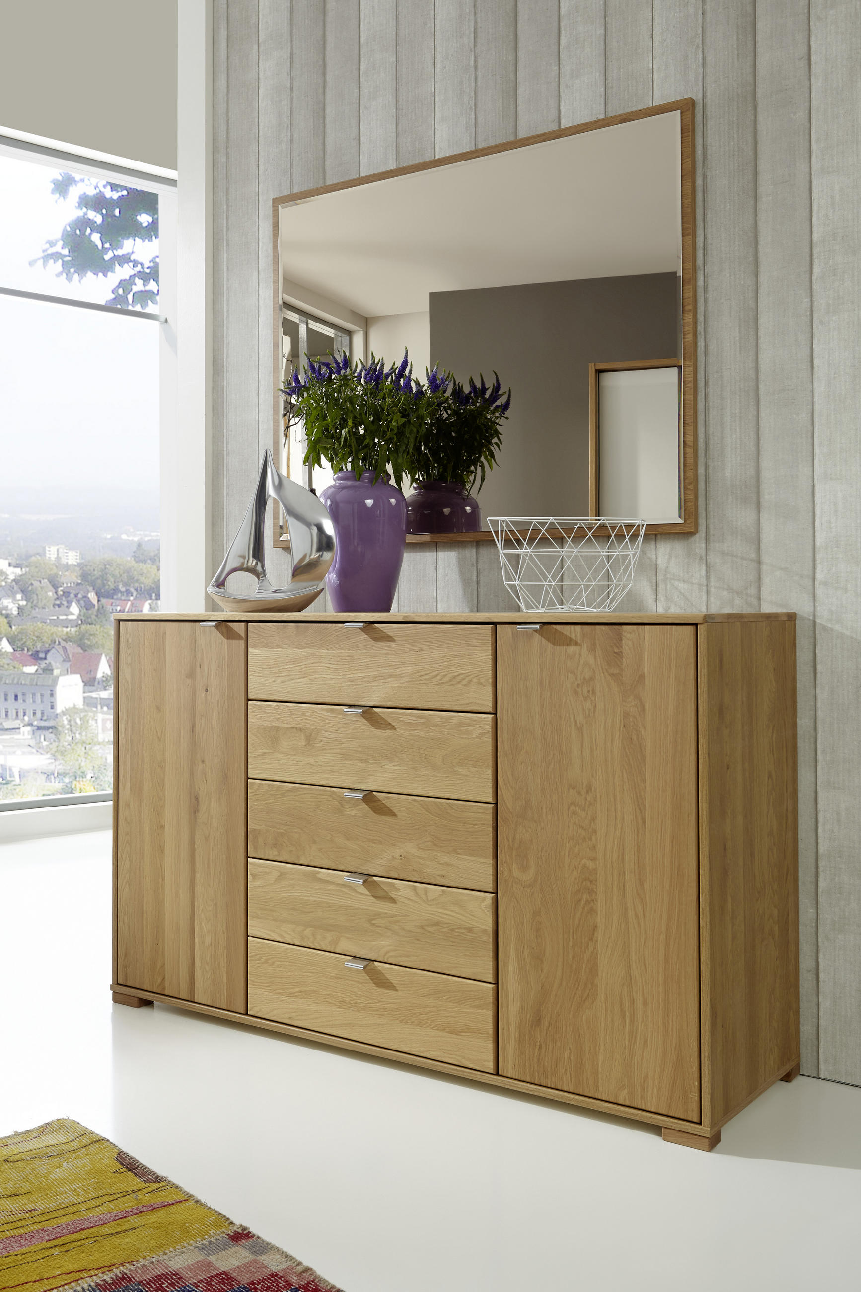 KOMMODE 141/86/43 cm Eiche teilmassiv - Chromfarben, Design, Holz/Metall (141/86/43cm) - Dieter Knoll