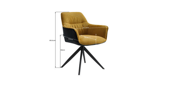 ARMLEHNSTUHL in Eisen Webstoff - Gelb/Anthrazit, Design, Textil/Metall (61.5/83.5/63cm) - Novel