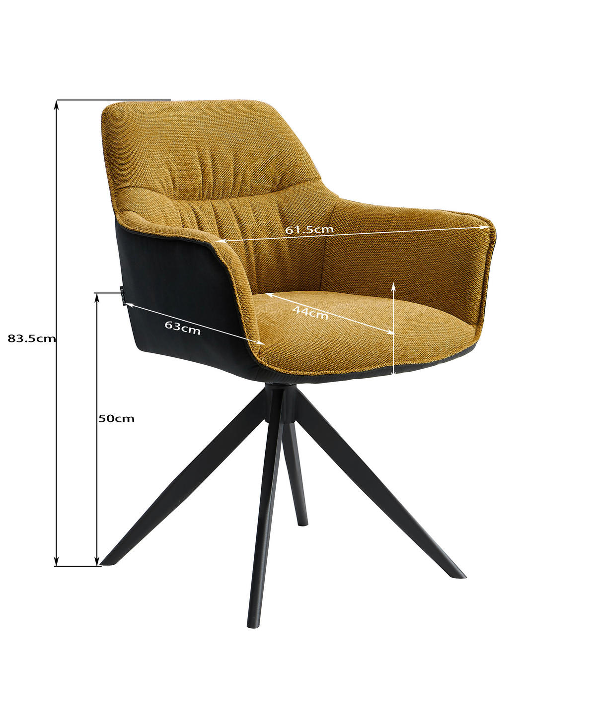 SCAUN CU BRAȚE in antracit, galben, negru  - galben/antracit, Design, metal/textil (61.5/83.5/63cm) - Novel