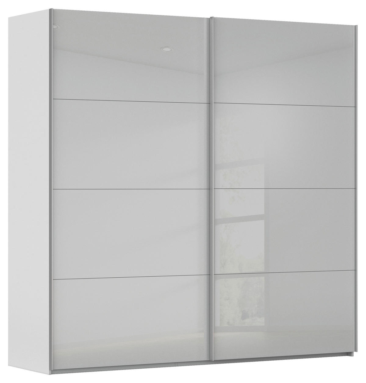 SCHWEBETÜRENSCHRANK 226/223/68 cm 2-türig Weiß, Seidengrau  - Seidengrau/Alufarben, Design, Glas/Holzwerkstoff (226/223/68cm) - Xora