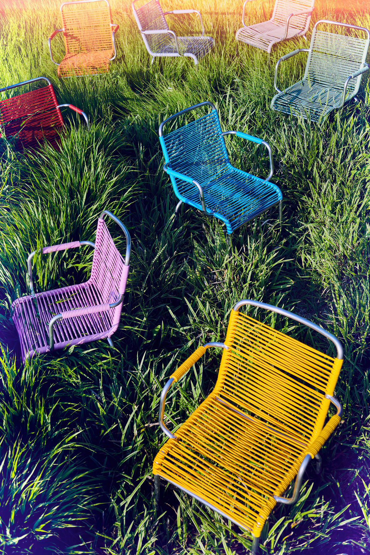 GARTENSESSEL-SET Aluminium Rot, Alufarben  - Rot/Alufarben, Design, Kunststoff/Metall (57/85/57cm) - FIAM