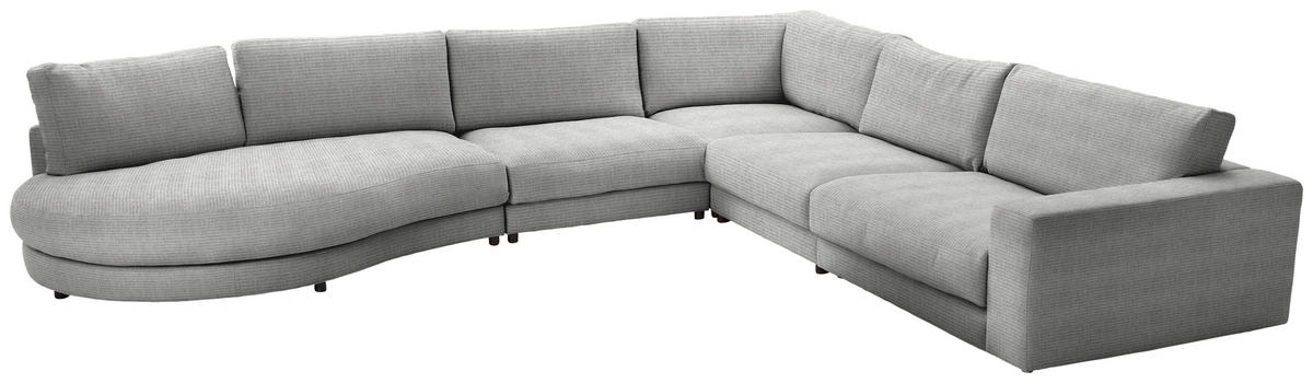 ECKSOFA in Chenille, Cord Grau  - Schwarz/Grau, Design, Kunststoff/Textil (425/365cm) - Lomoco